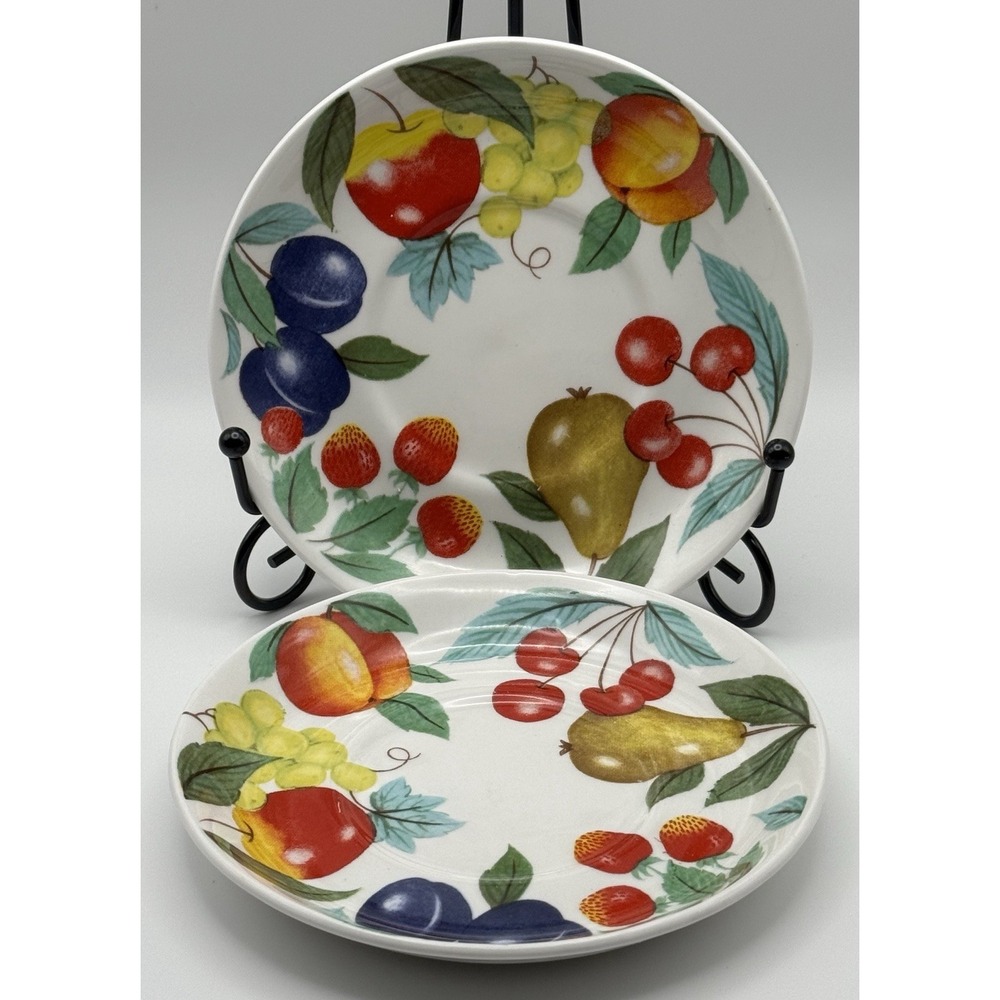 Roy Kirkham Eden 1992 England 5.25" Fruit Plates Set of 2 Fine Bone China